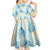 Pastel Cyan Tropical Hawaii Kid Short Sleeve Dress Seamless Monstera Plumeria Hawaiian Pattern - Polynesian Pride