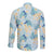Pastel Cyan Tropical Hawaii Long Sleeve Button Shirt Seamless Monstera Plumeria Hawaiian Pattern - Polynesian Pride