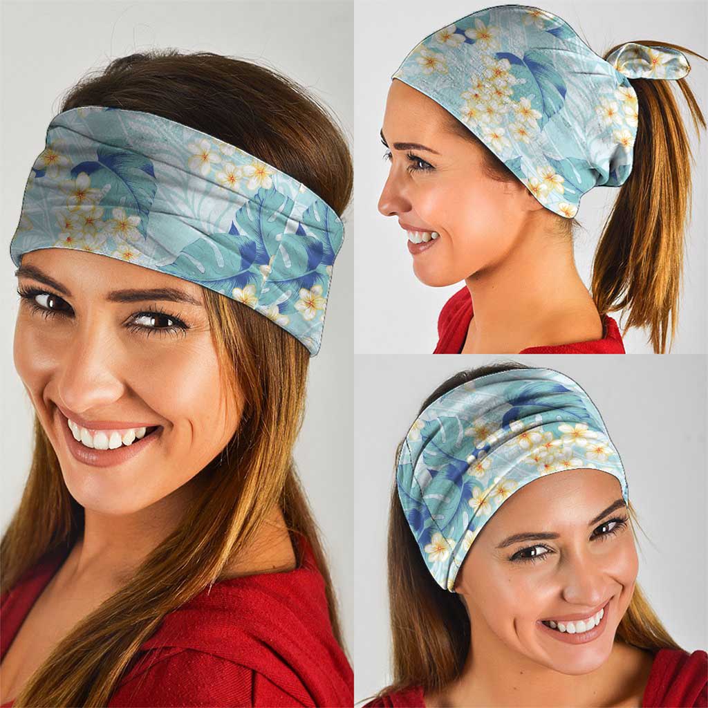 Pastel Cyan Tropical Hawaii Neck Gaiter Seamless Monstera Plumeria Hawaiian Pattern - Polynesian Pride