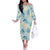 Pastel Cyan Tropical Hawaii Off The Shoulder Long Sleeve Dress Seamless Monstera Plumeria Hawaiian Pattern - Polynesian Pride