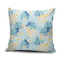Pastel Cyan Tropical Hawaii Pillow Cover Seamless Monstera Plumeria Hawaiian Pattern - Polynesian Pride