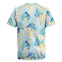 Pastel Cyan Tropical Hawaii Rugby Jersey Seamless Monstera Plumeria Hawaiian Pattern LT14 - Polynesian Pride