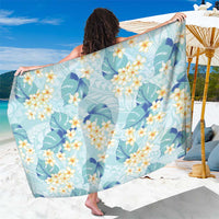 Pastel Cyan Tropical Hawaii Sarong Seamless Monstera Plumeria Hawaiian Pattern - Polynesian Pride