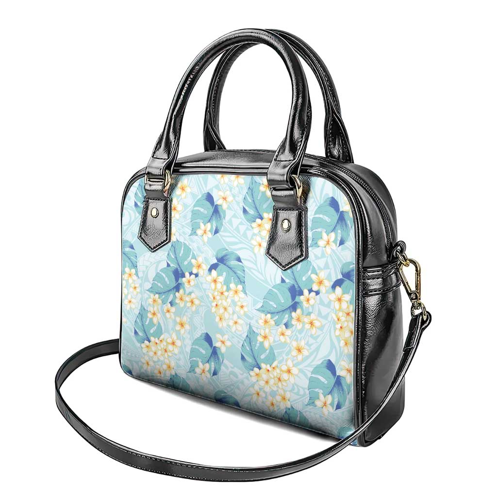Pastel Cyan Tropical Hawaii Shoulder Handbag Seamless Monstera Plumeria Hawaiian Pattern - Polynesian Pride