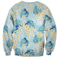 Pastel Cyan Tropical Hawaii Sweatshirt Seamless Monstera Plumeria Hawaiian Pattern LT14 - Polynesian Pride