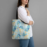 Pastel Cyan Tropical Hawaii Tote Bag Seamless Monstera Plumeria Hawaiian Pattern LT14 - Polynesian Pride