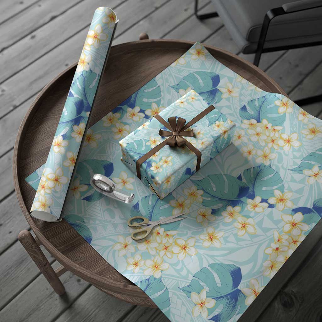 Pastel Cyan Tropical Hawaii Wrapping Paper Seamless Monstera Plumeria Hawaiian Pattern LT14 - Polynesian Pride