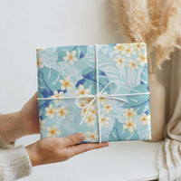 Pastel Cyan Tropical Hawaii Wrapping Paper Seamless Monstera Plumeria Hawaiian Pattern LT14 - Polynesian Pride