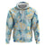 Pastel Cyan Tropical Hawaii Zip Hoodie Seamless Monstera Plumeria Hawaiian Pattern - Polynesian Pride