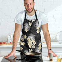 Black Tropical Hawaii Apron Seamless Monstera Plumeria Hawaiian Pattern - Polynesian Pride
