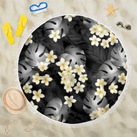 Black Tropical Hawaii Beach Blanket Seamless Monstera Plumeria Hawaiian Pattern LT14 One Size 150cm Black - Polynesian Pride