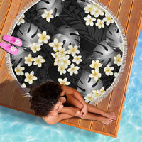 Black Tropical Hawaii Beach Blanket Seamless Monstera Plumeria Hawaiian Pattern LT14 - Polynesian Pride