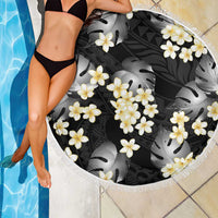 Black Tropical Hawaii Beach Blanket Seamless Monstera Plumeria Hawaiian Pattern LT14 - Polynesian Pride
