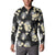 Black Tropical Hawaii Button Sweatshirt Seamless Monstera Plumeria Hawaiian Pattern - Polynesian Pride