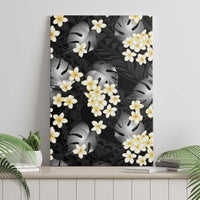 Black Tropical Hawaii Canvas Wall Art Seamless Monstera Plumeria Hawaiian Pattern LT14 - Polynesian Pride