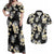 Black Tropical Hawaii Couples Matching Off Shoulder Maxi Dress and Hawaiian Shirt Seamless Monstera Plumeria Hawaiian Pattern - Polynesian Pride