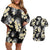 Black Tropical Hawaii Couples Matching Off Shoulder Short Dress and Hawaiian Shirt Seamless Monstera Plumeria Hawaiian Pattern - Polynesian Pride