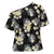Black Tropical Hawaii Cross Shoulder Shirt Seamless Monstera Plumeria Hawaiian Pattern - Polynesian Pride