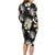 Black Tropical Hawaii Family Matching Long Sleeve Bodycon Dress and Hawaiian Shirt Seamless Monstera Plumeria Hawaiian Pattern - Polynesian Pride