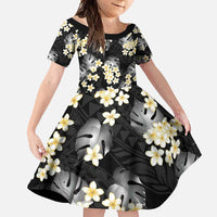 Black Tropical Hawaii Family Matching Mermaid Dress and Hawaiian Shirt Seamless Monstera Plumeria Hawaiian Pattern - Polynesian Pride