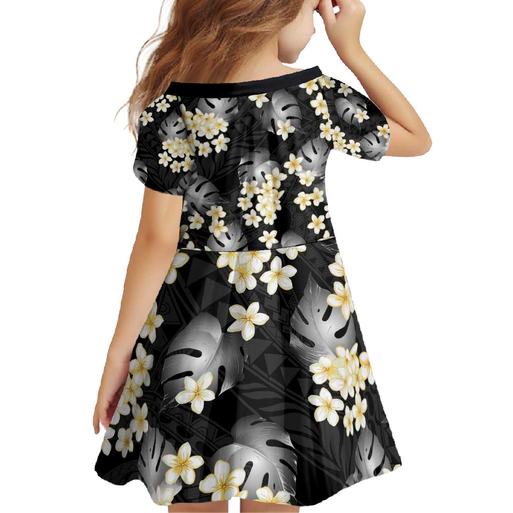 Black Tropical Hawaii Family Matching Mermaid Dress and Hawaiian Shirt Seamless Monstera Plumeria Hawaiian Pattern - Polynesian Pride