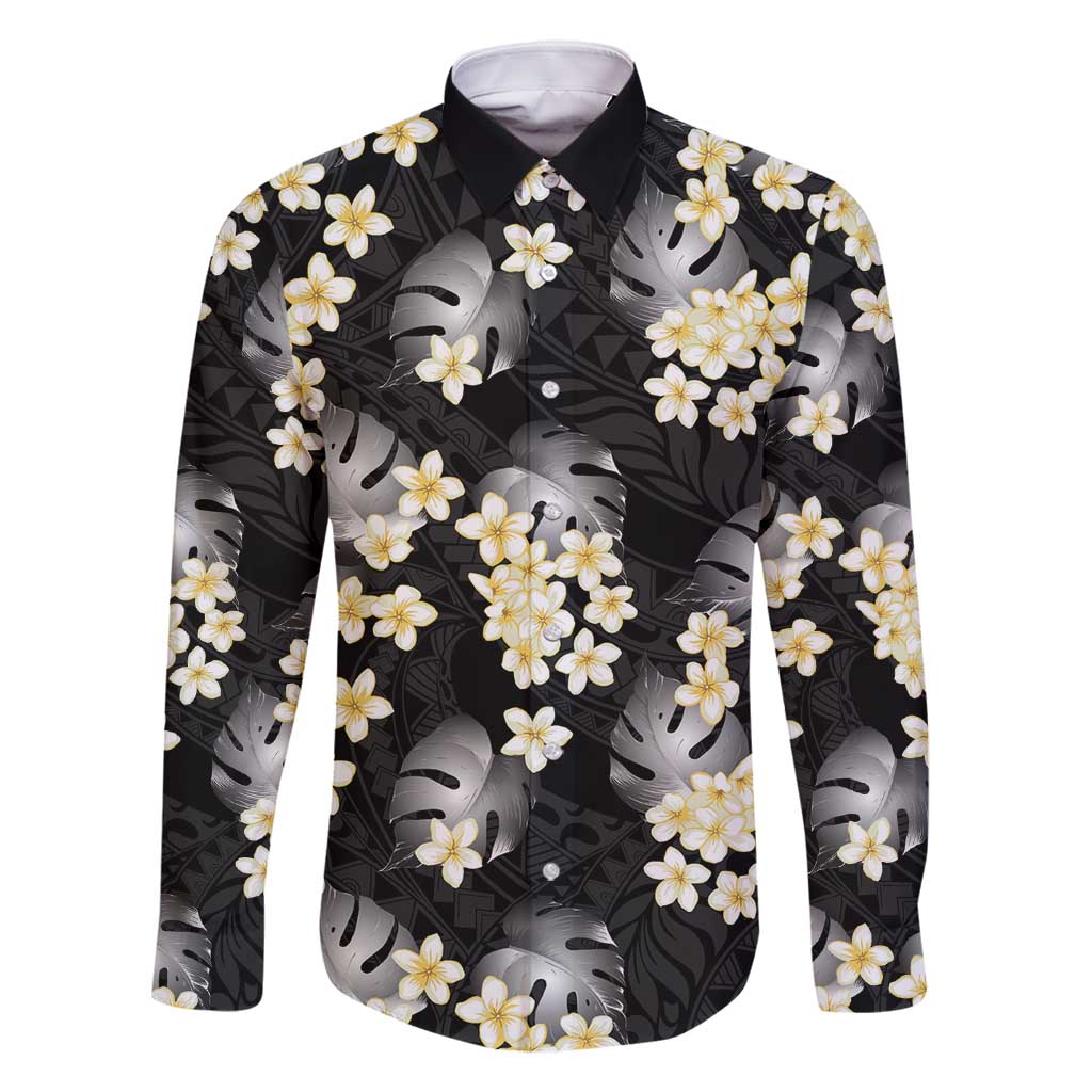 Black Tropical Hawaii Family Matching Mermaid Dress and Hawaiian Shirt Seamless Monstera Plumeria Hawaiian Pattern - Polynesian Pride