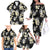 Black Tropical Hawaii Family Matching Off The Shoulder Long Sleeve Dress and Hawaiian Shirt Seamless Monstera Plumeria Hawaiian Pattern - Polynesian Pride