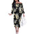 Black Tropical Hawaii Family Matching Off The Shoulder Long Sleeve Dress and Hawaiian Shirt Seamless Monstera Plumeria Hawaiian Pattern - Polynesian Pride