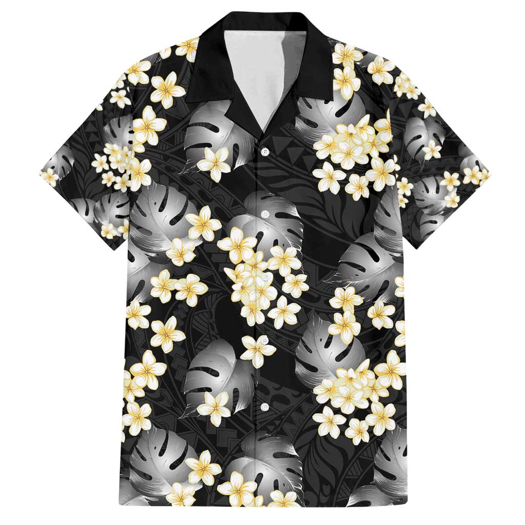 Black Tropical Hawaii Family Matching Off Shoulder Maxi Dress and Hawaiian Shirt Seamless Monstera Plumeria Hawaiian Pattern - Polynesian Pride