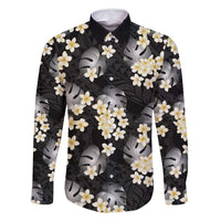 Black Tropical Hawaii Family Matching Off Shoulder Short Dress and Hawaiian Shirt Seamless Monstera Plumeria Hawaiian Pattern - Polynesian Pride