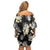 Black Tropical Hawaii Family Matching Off Shoulder Short Dress and Hawaiian Shirt Seamless Monstera Plumeria Hawaiian Pattern - Polynesian Pride