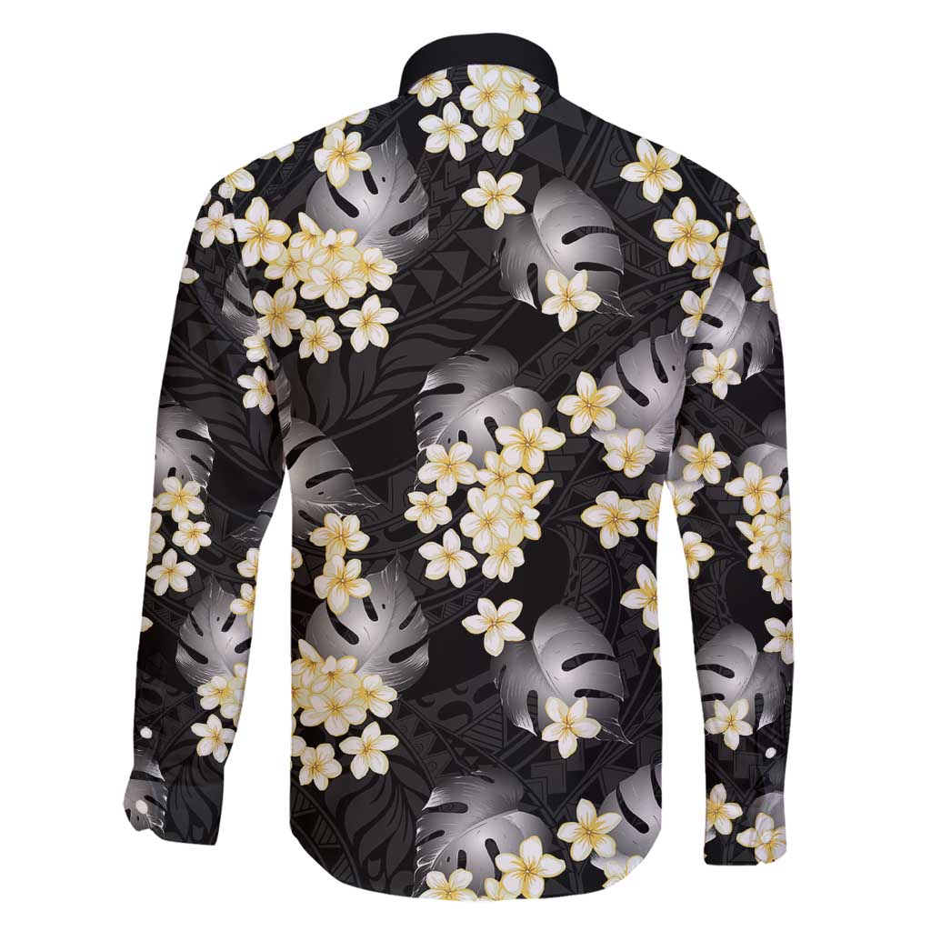 Black Tropical Hawaii Family Matching Summer Maxi Dress and Hawaiian Shirt Seamless Monstera Plumeria Hawaiian Pattern - Polynesian Pride