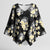 Black Tropical Hawaii Kimono Sleeve Blouse Seamless Monstera Plumeria Hawaiian Pattern - Polynesian Pride