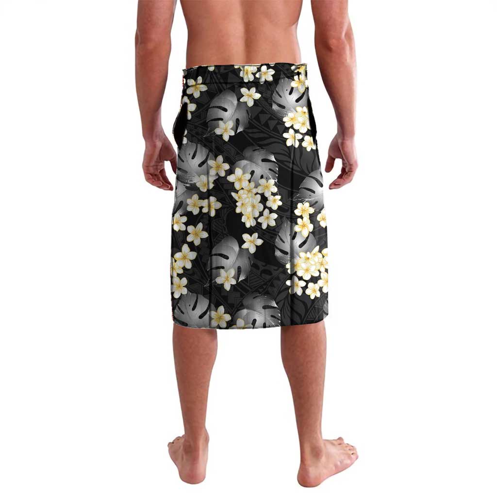 Black Tropical Hawaii Lavalava Seamless Monstera Plumeria Hawaiian Pattern - Polynesian Pride