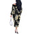 Black Tropical Hawaii Off The Shoulder Long Sleeve Dress Seamless Monstera Plumeria Hawaiian Pattern - Polynesian Pride