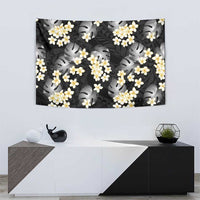 Black Tropical Hawaii Tapestry Seamless Monstera Plumeria Hawaiian Pattern - Polynesian Pride