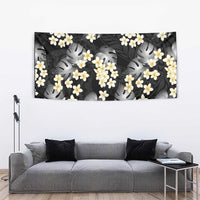 Black Tropical Hawaii Tapestry Seamless Monstera Plumeria Hawaiian Pattern - Polynesian Pride