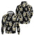 Black Tropical Hawaii Zip Hoodie Seamless Monstera Plumeria Hawaiian Pattern - Polynesian Pride