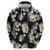 Black Tropical Hawaii Zip Hoodie Seamless Monstera Plumeria Hawaiian Pattern - Polynesian Pride
