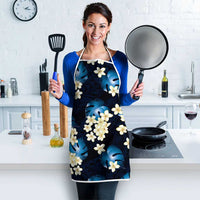 Blue Tropical Hawaii Apron Seamless Monstera Plumeria Hawaiian Pattern LT14 - Polynesian Pride