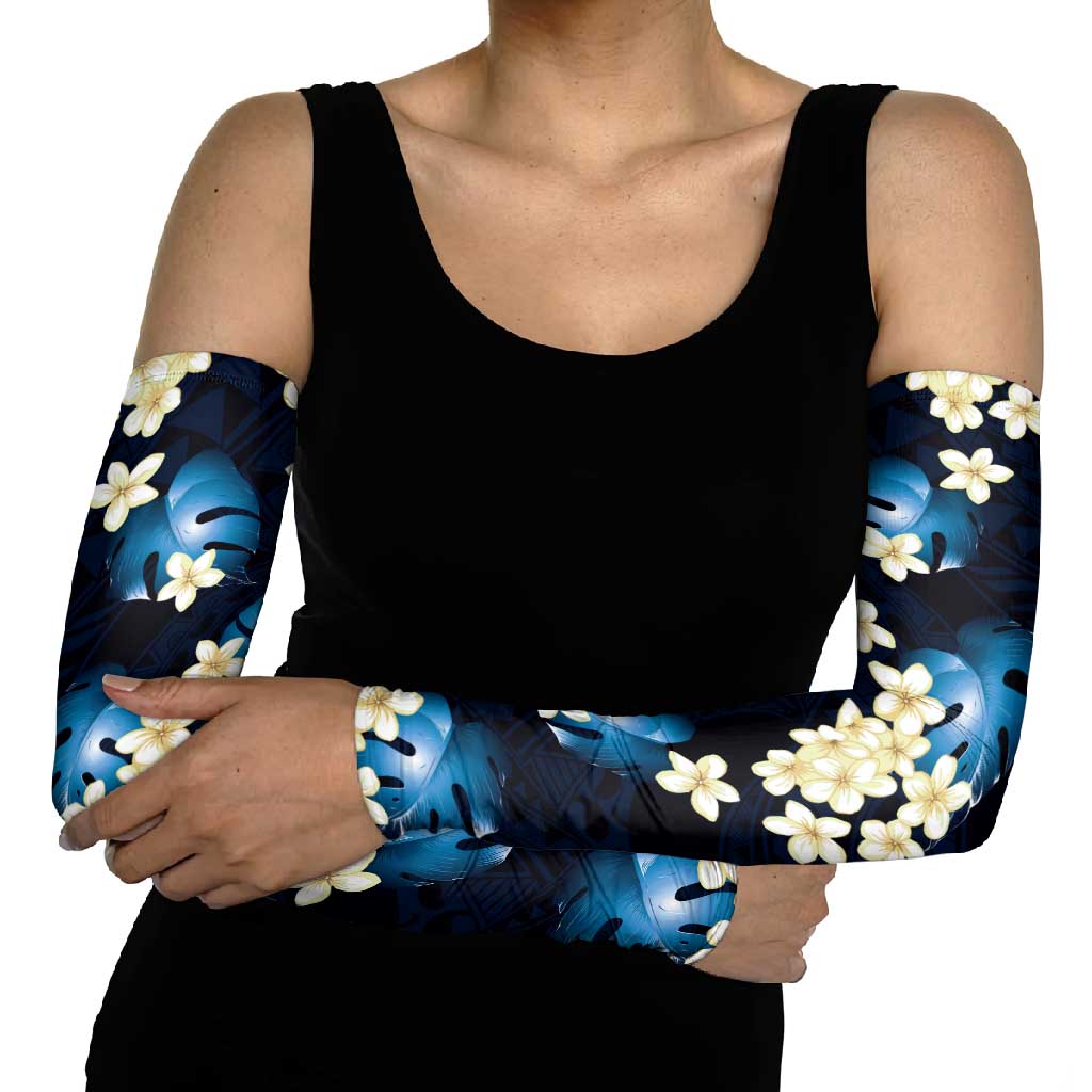 Blue Tropical Hawaii Arm Sleeves Seamless Monstera Plumeria Hawaiian Pattern - Polynesian Pride