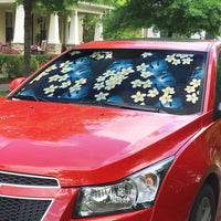 Blue Tropical Hawaii Auto Sun Shade Seamless Monstera Plumeria Hawaiian Pattern - Polynesian Pride