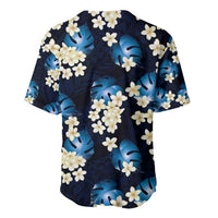 Blue Tropical Hawaii Baseball Jersey Seamless Monstera Plumeria Hawaiian Pattern - Polynesian Pride