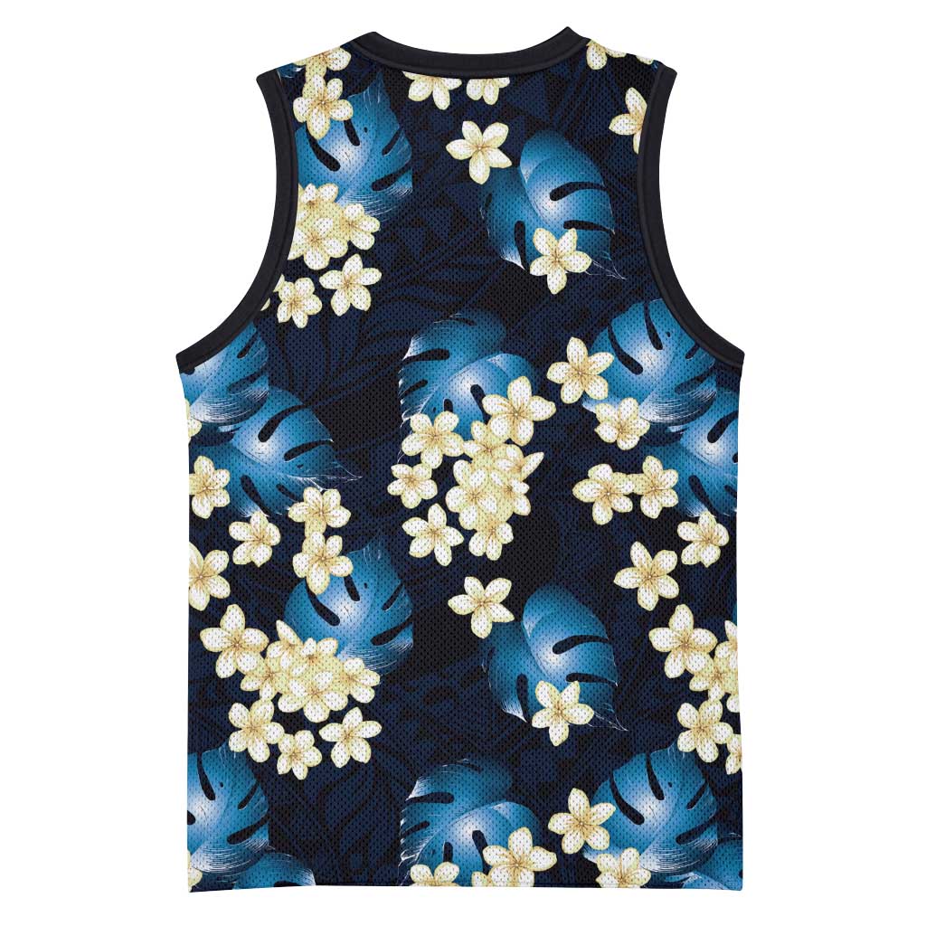 Blue Tropical Hawaii Basketball Jersey Seamless Monstera Plumeria Hawaiian Pattern LT14 - Polynesian Pride