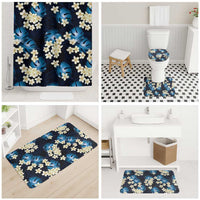 Blue Tropical Hawaii Bathroom Set Seamless Monstera Plumeria Hawaiian Pattern - Polynesian Pride