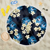 Blue Tropical Hawaii Beach Blanket Seamless Monstera Plumeria Hawaiian Pattern LT14 One Size 150cm Blue - Polynesian Pride