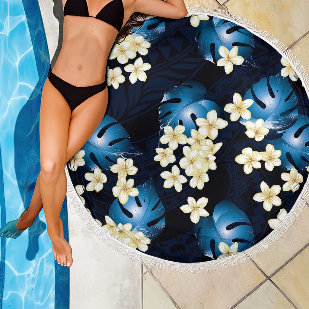Blue Tropical Hawaii Beach Blanket Seamless Monstera Plumeria Hawaiian Pattern LT14 - Polynesian Pride