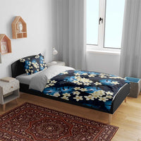 Blue Tropical Hawaii Bedding Set Seamless Monstera Plumeria Hawaiian Pattern - Polynesian Pride