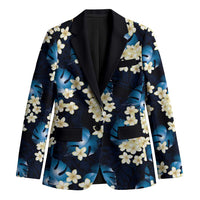 Blue Tropical Hawaii Blazer Seamless Monstera Plumeria Hawaiian Pattern LT14 Unisex Blue - Polynesian Pride