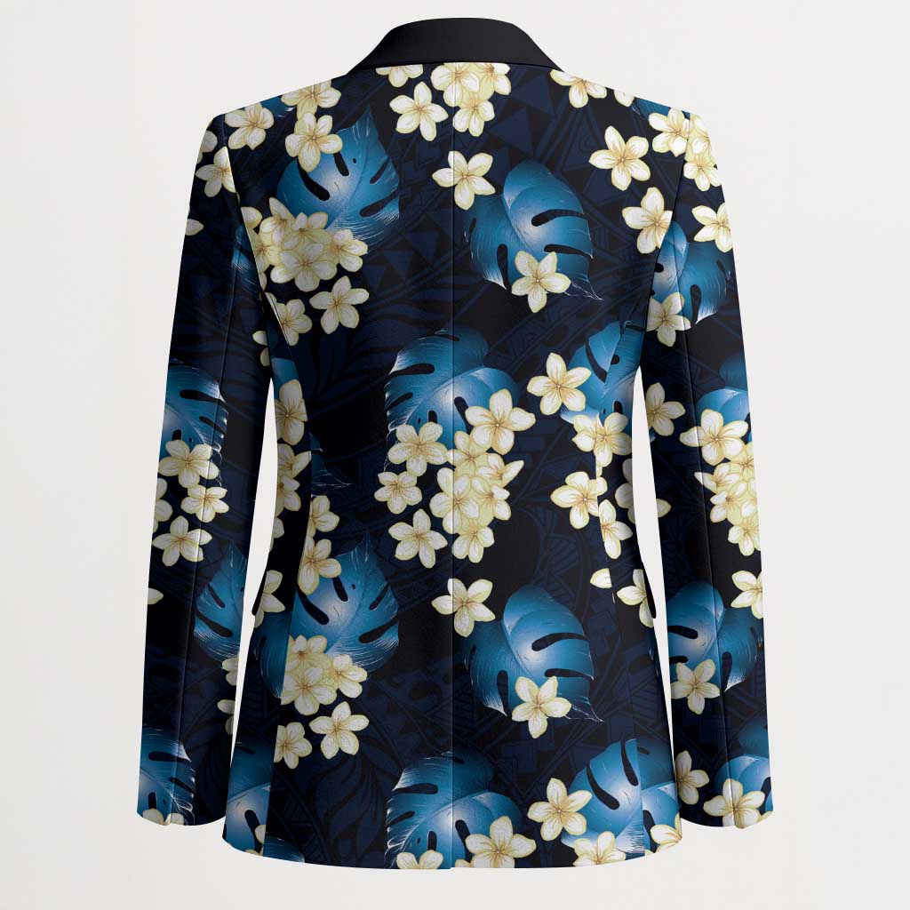 Blue Tropical Hawaii Blazer Seamless Monstera Plumeria Hawaiian Pattern LT14 - Polynesian Pride